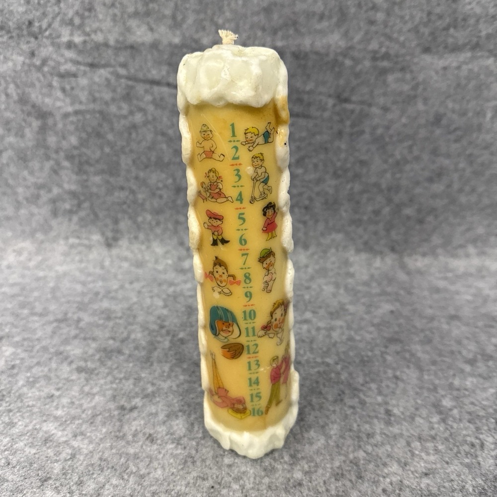Vintage Candle 1-16 Years Old Multi-Birthday Yellow 8" Baby Boy Girl
